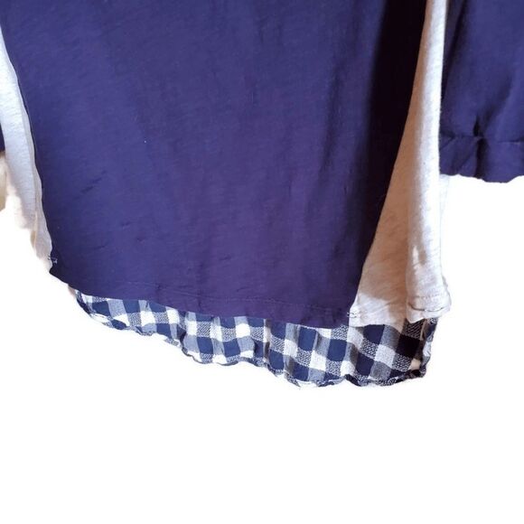 ANTHROPOLOGIE Little Yellow Button Blue 3/4 Top M - Picture 3 of 8
